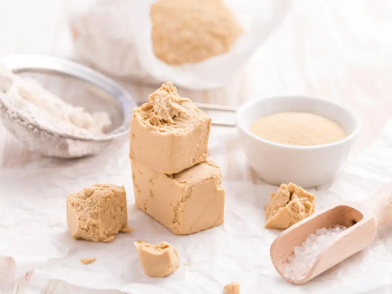 Frische Hefe und Trockenhefe sind zu sehen. Wenn du wissen willst, was man statt Hefe nehmen kann, schau dir die Zutaten f&uuml;r dein Rezept an.