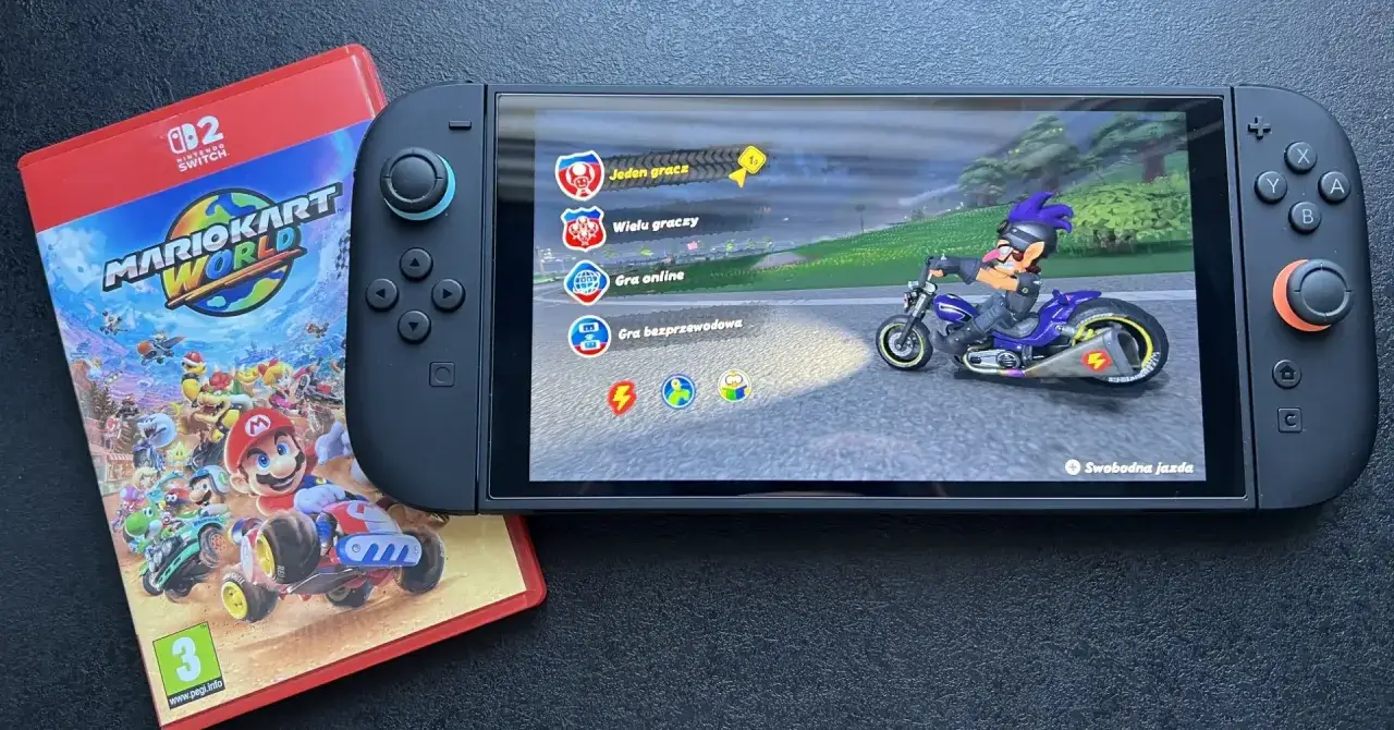 Nintendo Switch z grą Mario Kart World po polsku. Czas na wyścigi!