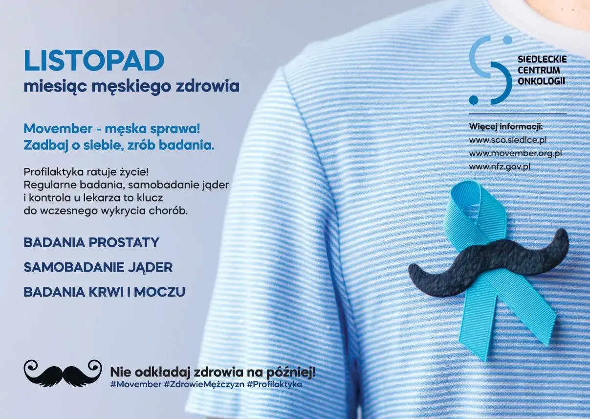 Listopad to miesiąc męskiego zdrowia. Zadbaj o siebie, zrób badanie prostaty i inne badania profilaktyczne.