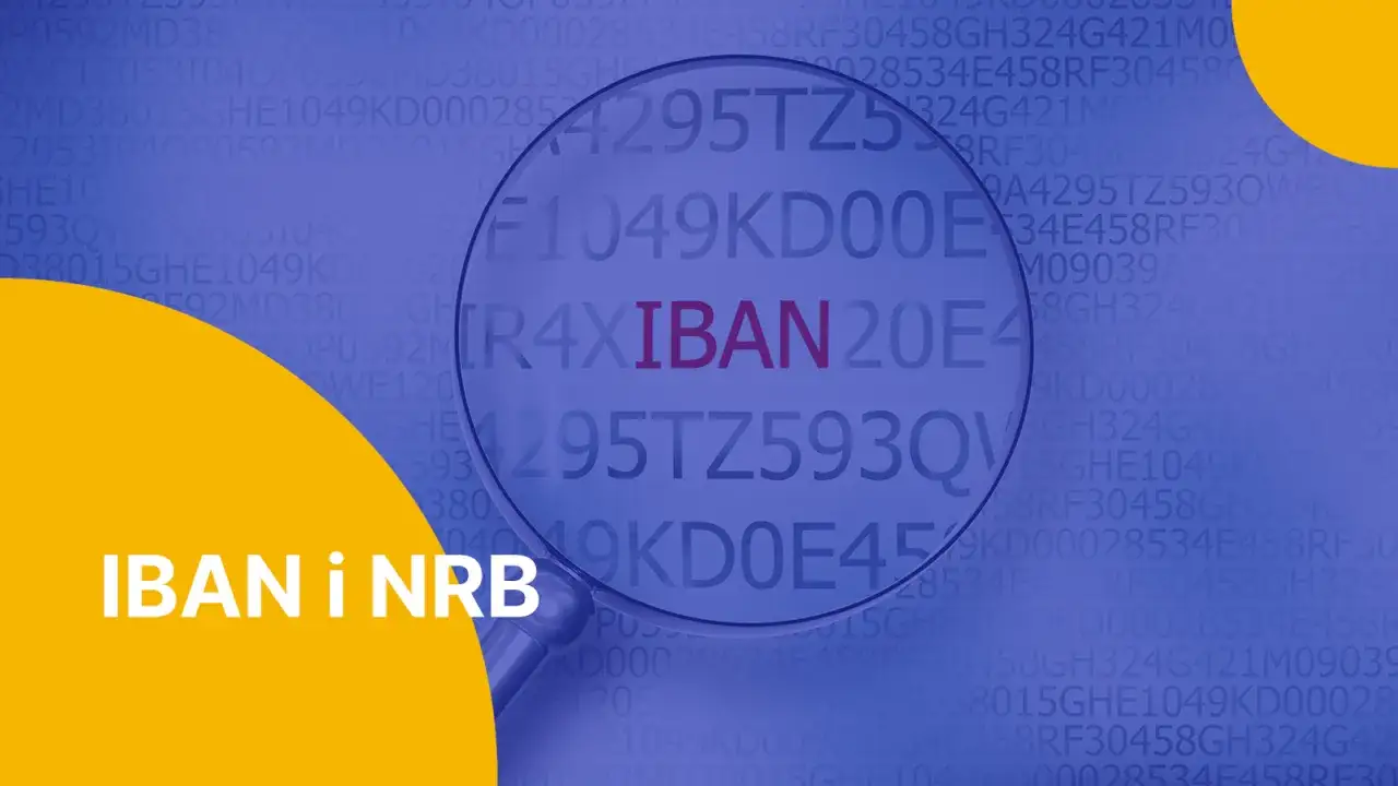 Jak sprawdzić numer konta w aplikacji mBank? Powiększony IBAN na tle kodu.