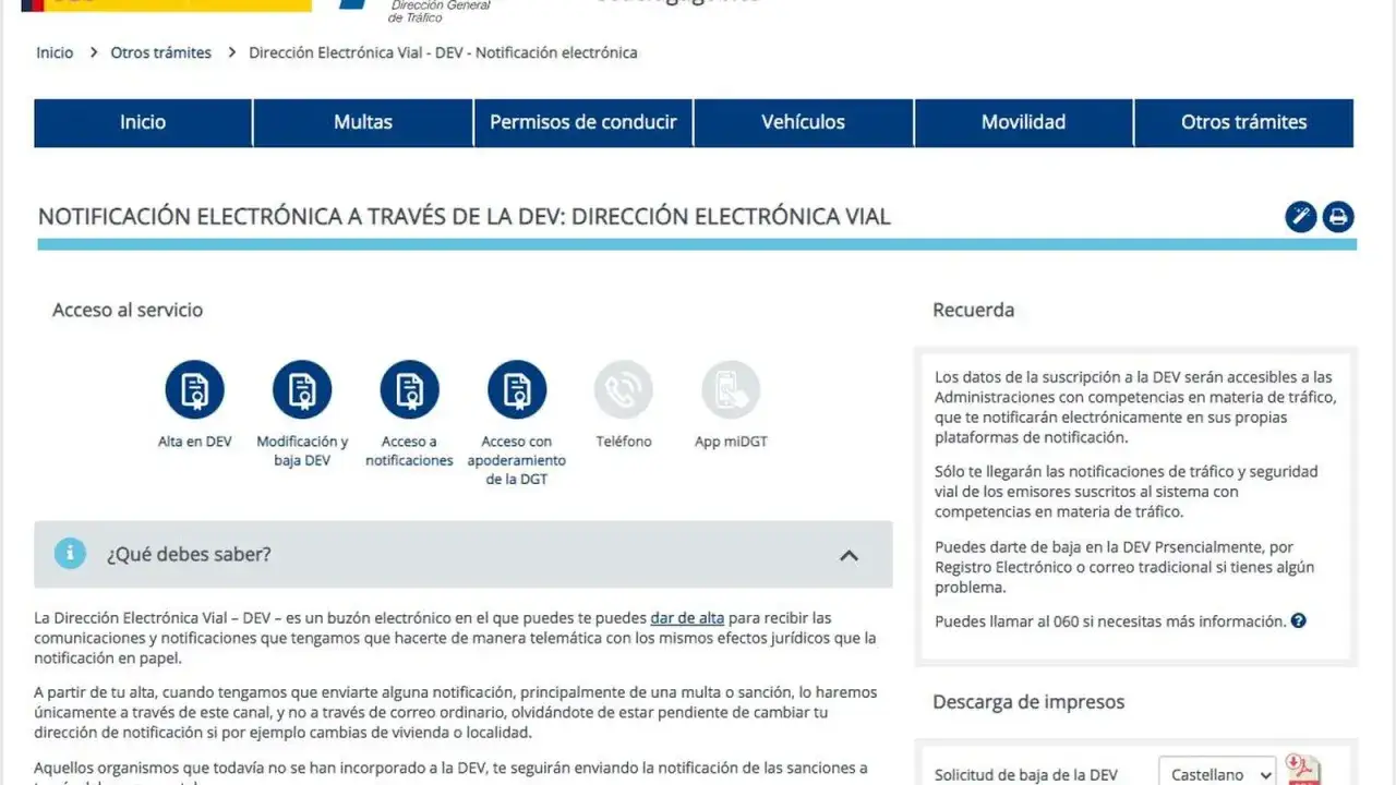 &iquest;C&oacute;mo saber si me han multado? La Direcci&oacute;n Electr&oacute;nica Vial (DEV) es tu buz&oacute;n digital para recibir notificaciones, incluyendo multas.
