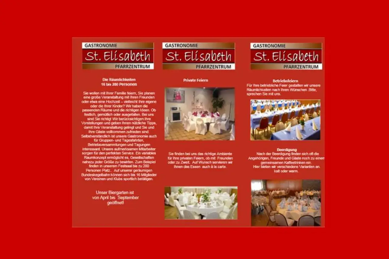 St. Elisabeth Gastronomie Speisekarte oder Mittagsmen&uuml;