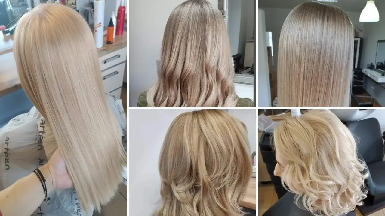 Piaskowy blond w różnych odsłonach: proste, falowane i kręcone włosy.