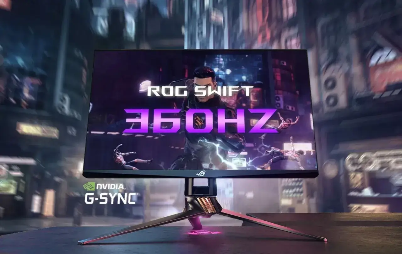Écran ROG Swift 360Hz avec technologie NVIDIA G-SYNC, offrant une fluidité d'image exceptionnelle pour le jeu.