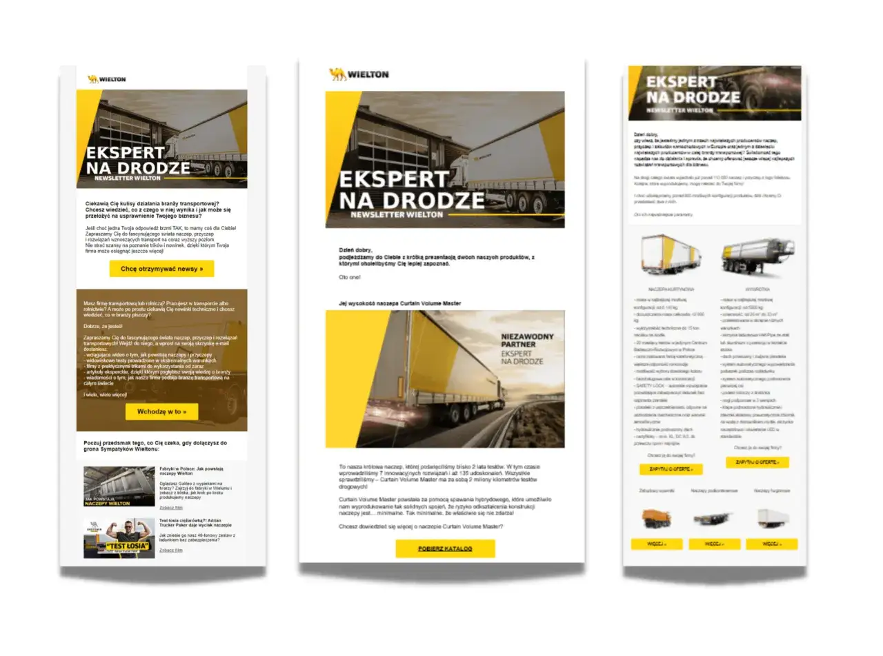Newsletter z przykładami naczep i przyczep Wielton. Dowiedz się, jak powstają, poznaj nowinki i testy.