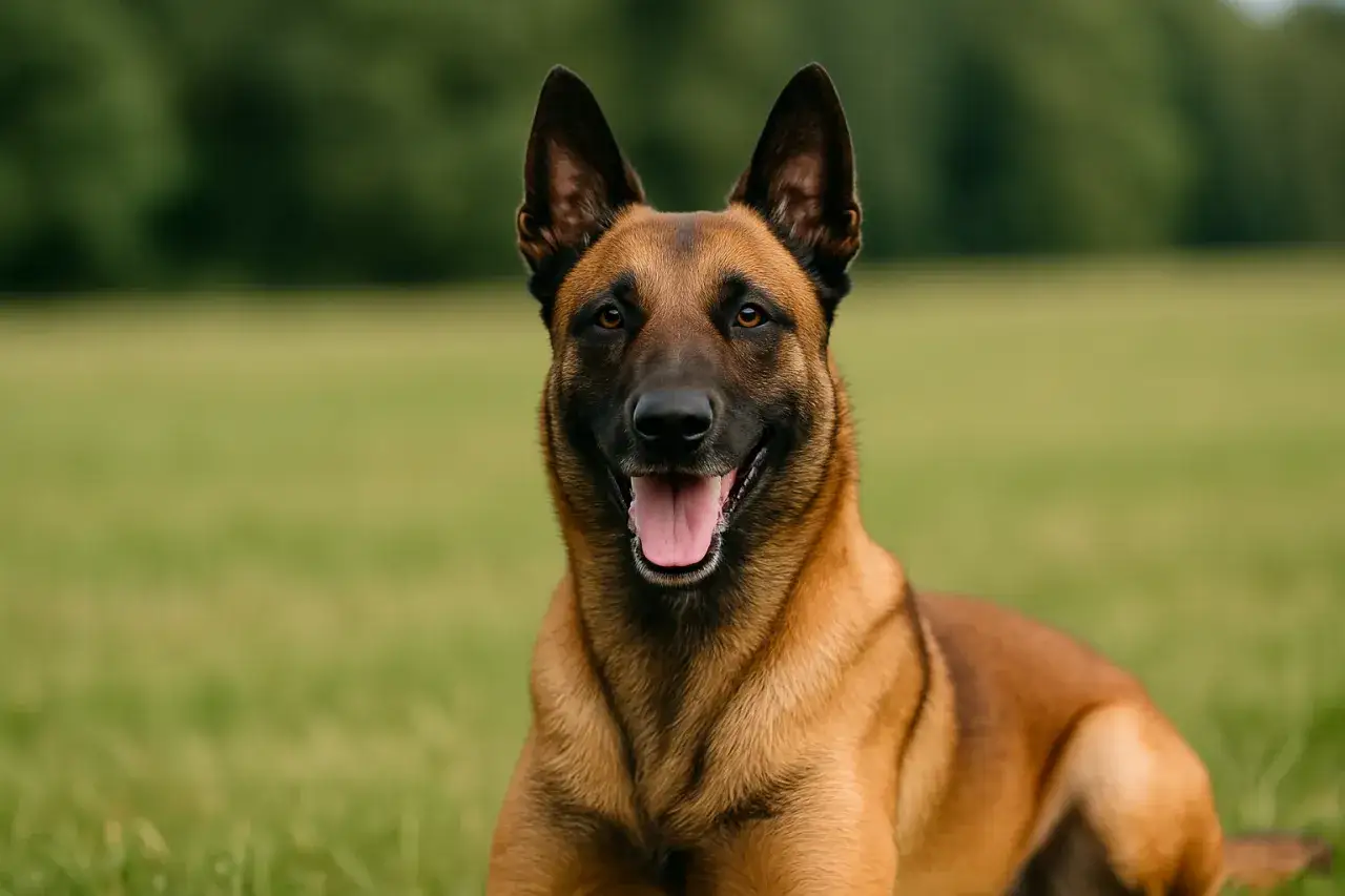 Czy owczarek belgijski jest agresywny? Ten piękny pies rasy malinois patrzy z uśmiechem, co zaprzecza stereotypom.
