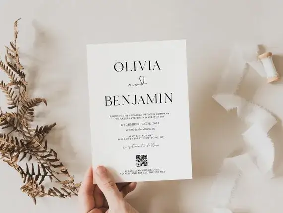 Nowoczesne zaproszenia ślubne kod QR