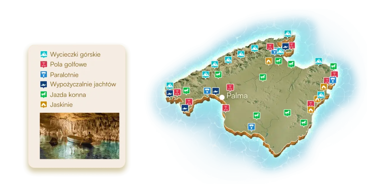 Majorka: gdzie najlepiej? Mapa atrakcji: góry, golf, paralotnie, jachty, konie, jaskinie. Podróż łodzią po jaskini.