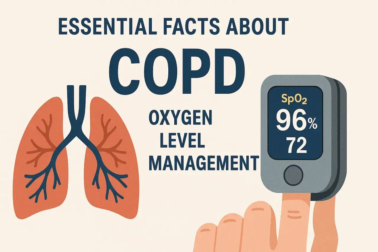 Illustration zeigt Lunge und Pulsoximeter. Wichtige Fakten zu COPD: Sauerstoffmanagement. Zu viel Sauerstoff bei COPD kann schädlich sein.