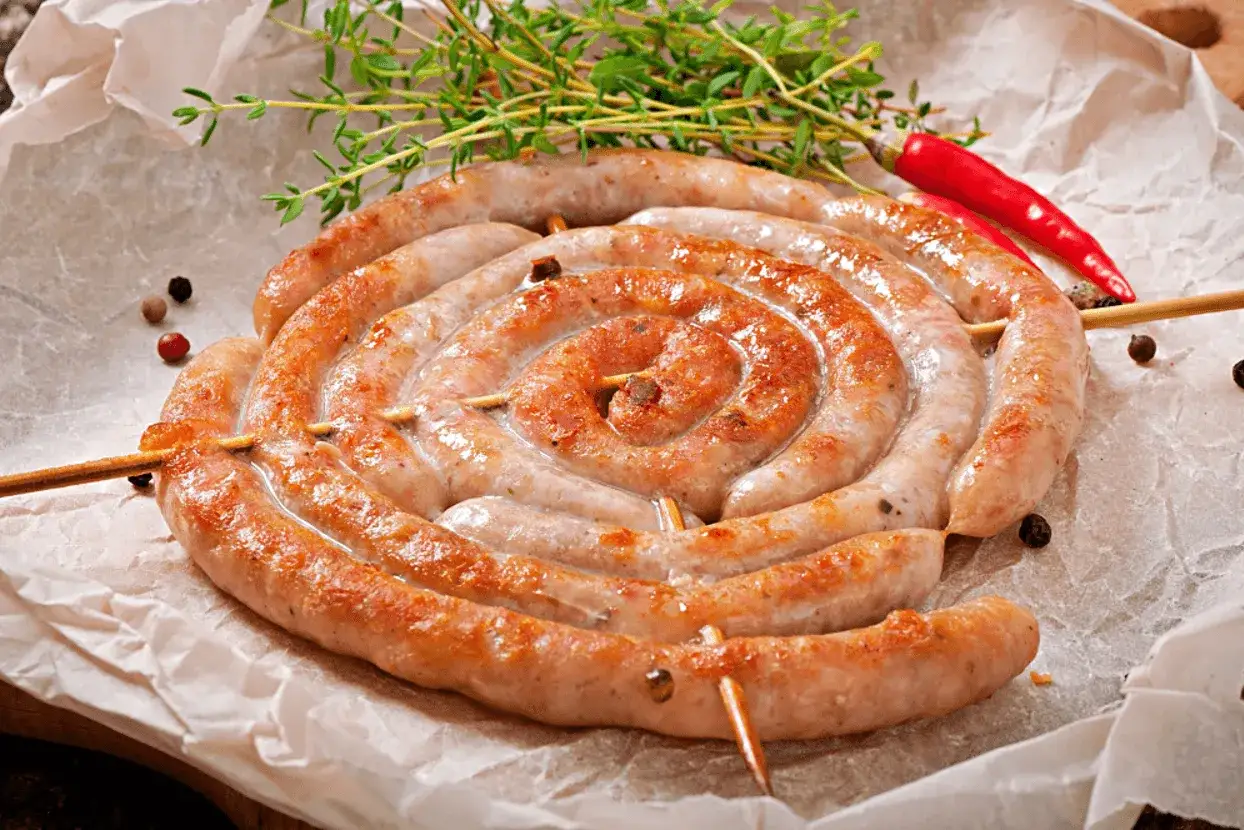 Złocista kiszka ziemniaczana, zwinięta w warkocz, z gałązką tymianku i papryczką chili. Idealna na obiad, gdy szukasz prostego przepisu.