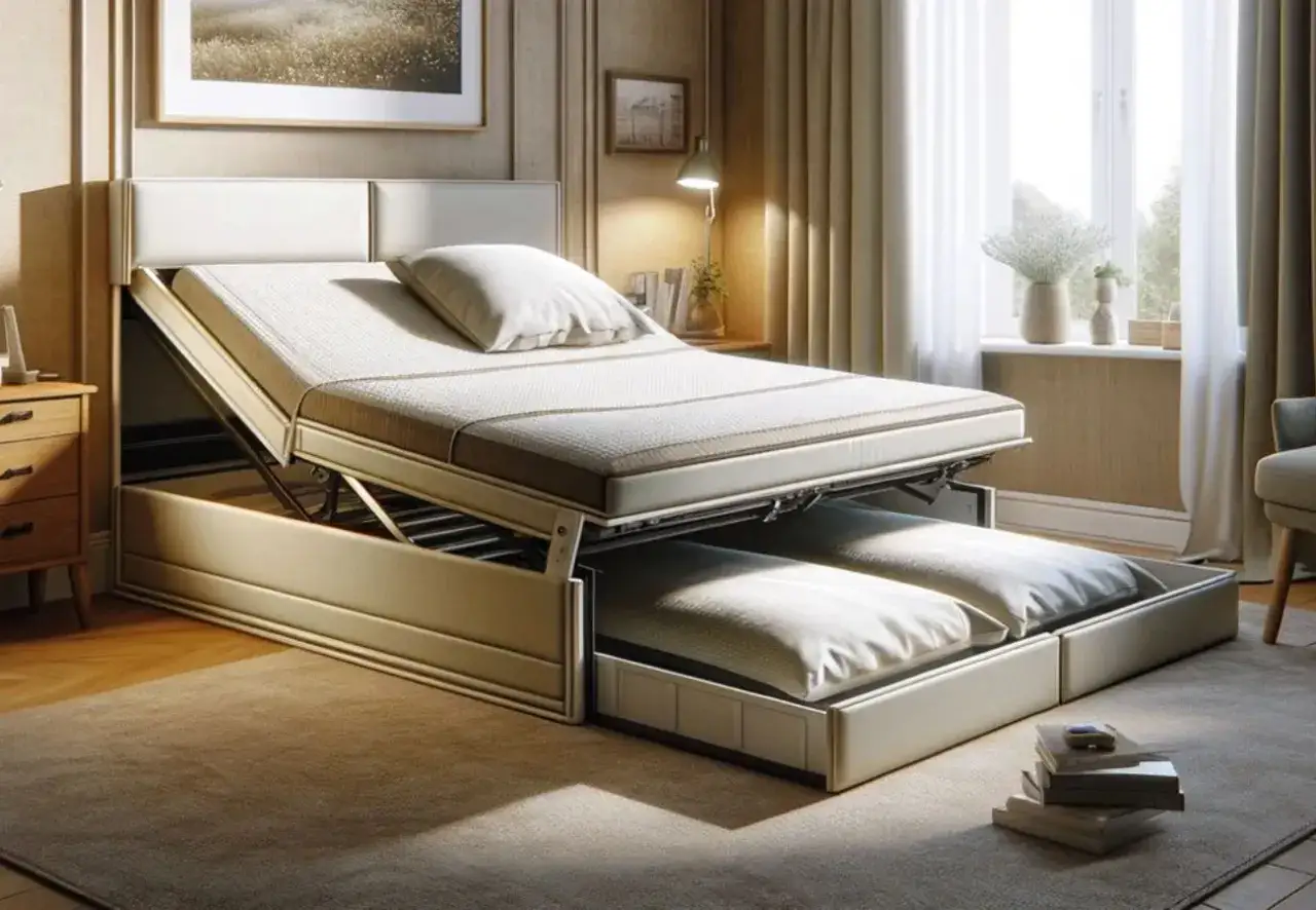 Cama articulada con cajones extraíbles. Aprende como vestir una cama articulada para un descanso óptimo y almacenamiento inteligente.
