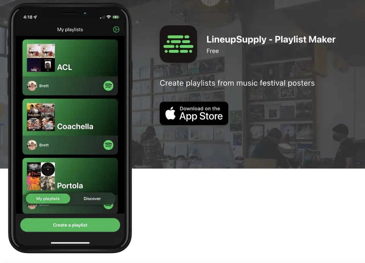 App per creare playlist Spotify ispirate ai festival, come ACL, Coachella e Portola.