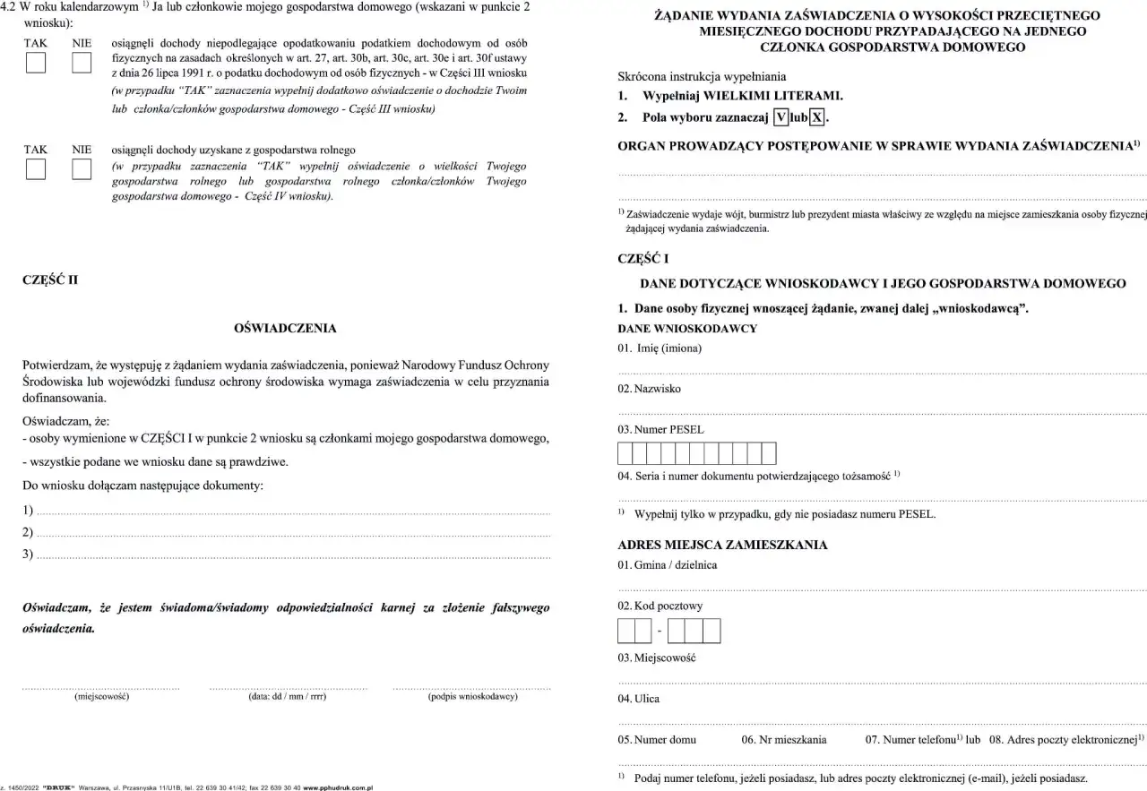 Wniosek o zaświadczenie dochodu netto czy brutto. Czyste powietrze i dofinansowanie zależą od prawidłowych danych.