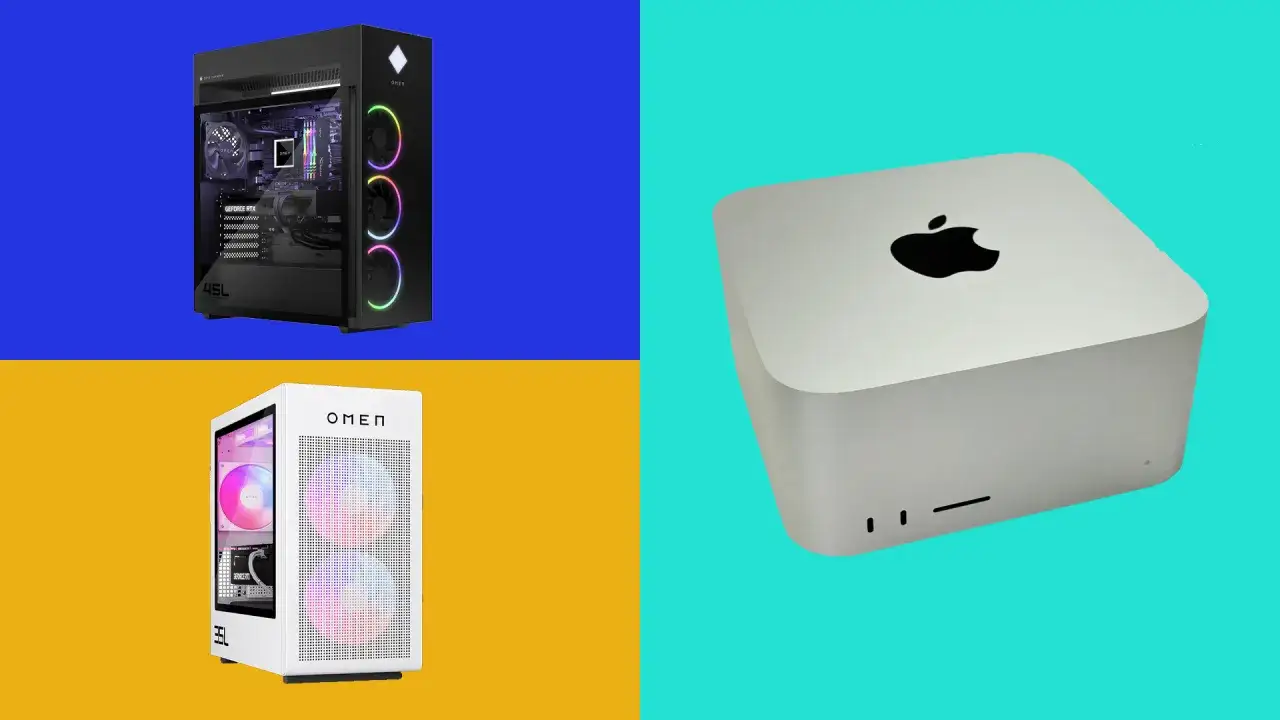 Comparaison d'ordinateurs pour Photoshop : deux tours OMEN et un Mac Studio. Quel processeur pour Photoshop ?