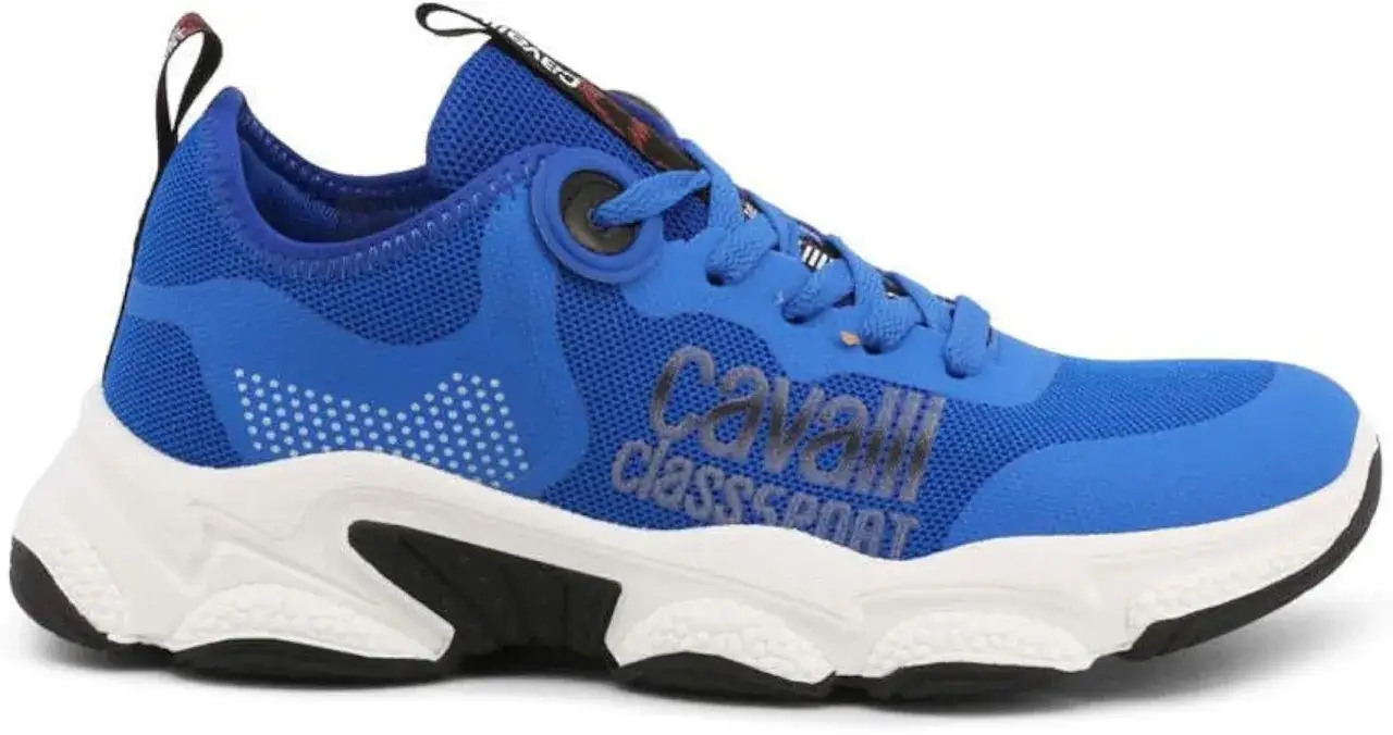 Sneakers Cavalli uomo blu con suola bianca e nera, logo