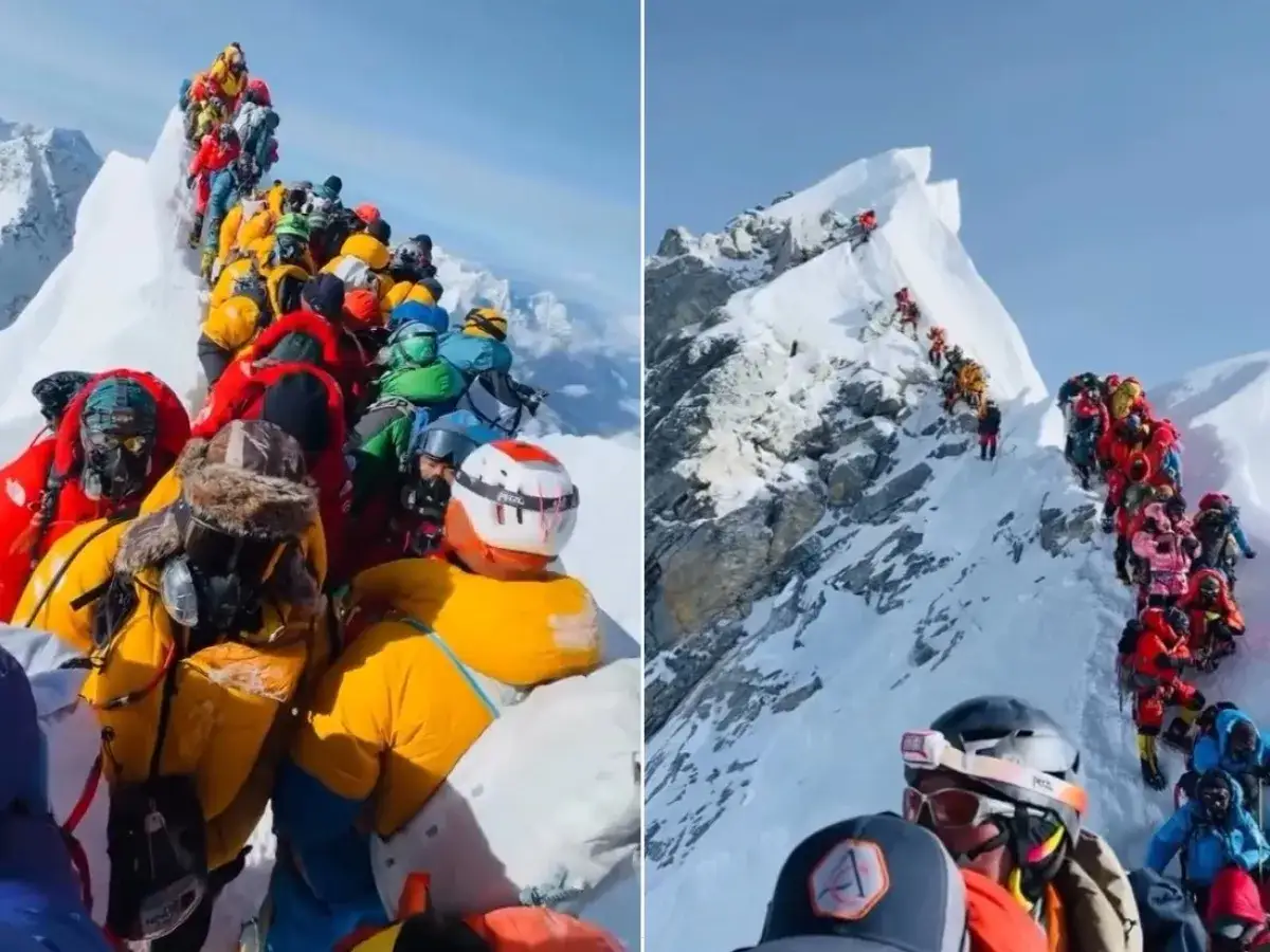 Alpinisti Everest zona della morte ingorgo