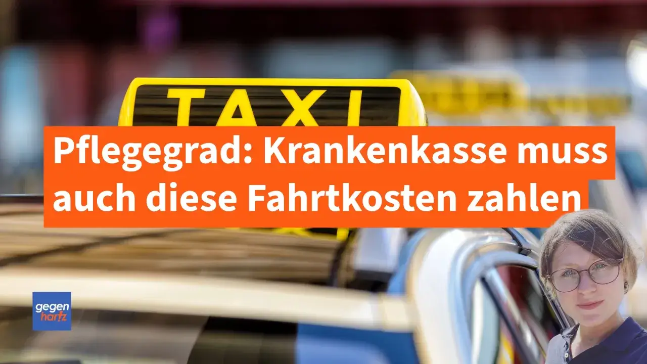 Pflegegrad 2: Krankenkasse muss Fahrtkosten &uuml;bernehmen. Ein Taxi im Hintergrund.