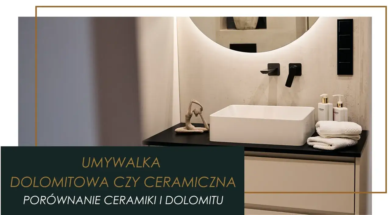 Nowoczesna łazienka z kwadratową umywalką do zabudowy, czarną armaturą i podświetlanym lustrem.