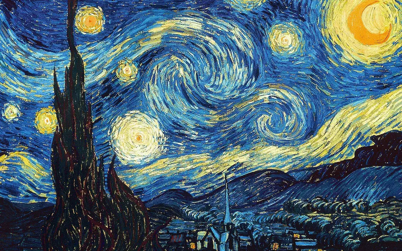 Gwieździsta noc Van Gogha. Obrazy znanych malarzy łatwe do namalowania, choć ta noc wydaje się magiczna i nieuchwytna.