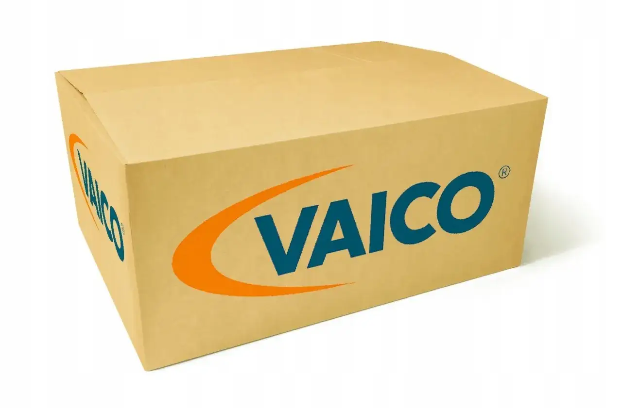 Pudełko z logo VAICO, firmy znanej z części samochodowych.