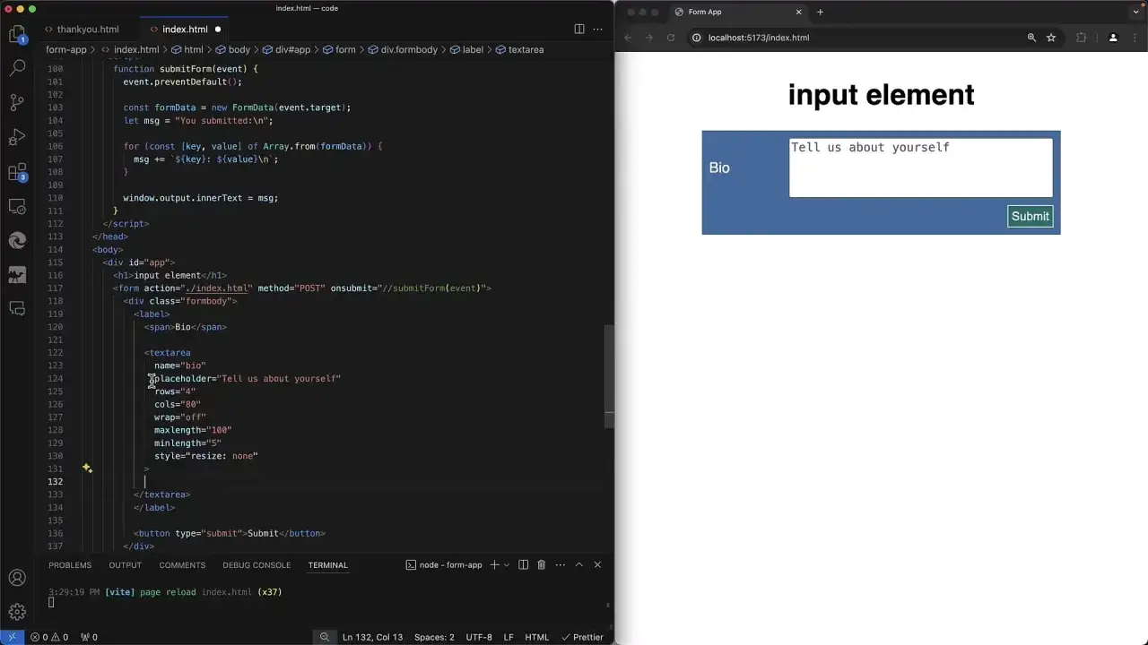 HTML textarea element