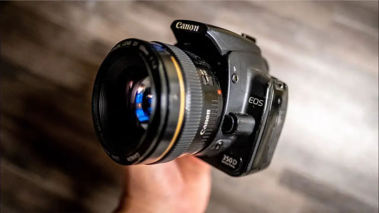 Canon EOS 350D body with kit lens front view