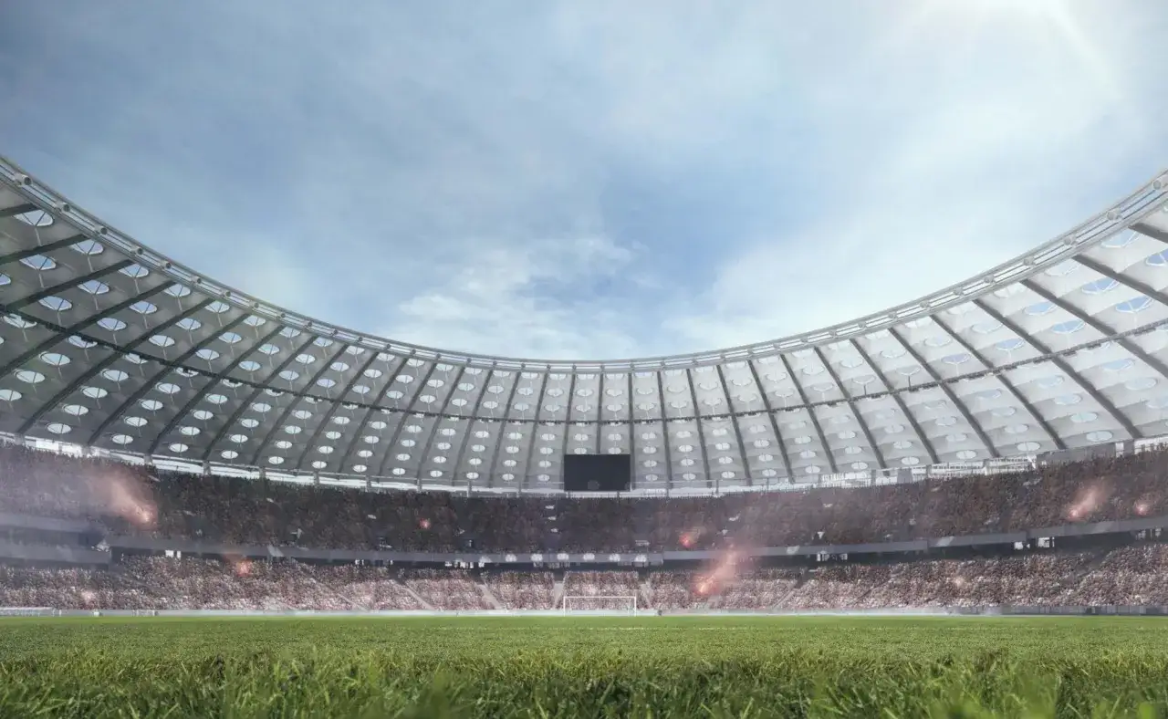 Stadion pełen kibiców, gotowy na mecz ulubionego klubu piłkarskiego z Madrytu.