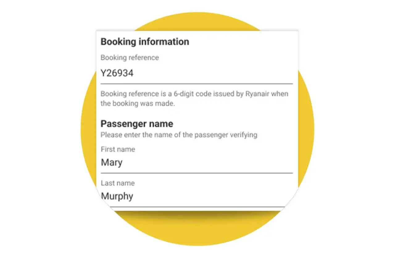 Szczegóły rezerwacji Ryanair: Y26934, Mary Murphy. Pomocne przy składaniu **Ryanair reklamacje**.