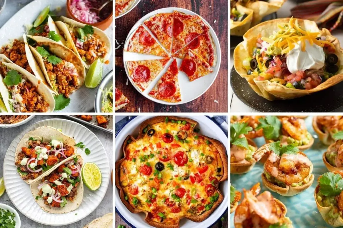 Tacos, pizza, quiche i przekąski z krewetkami. Idealne na imprezę, a do tacos świetnie pasuje sos do tortilli.