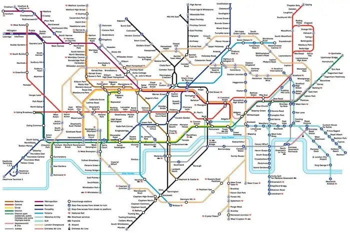 Mapa stref transportu publicznego Londyn