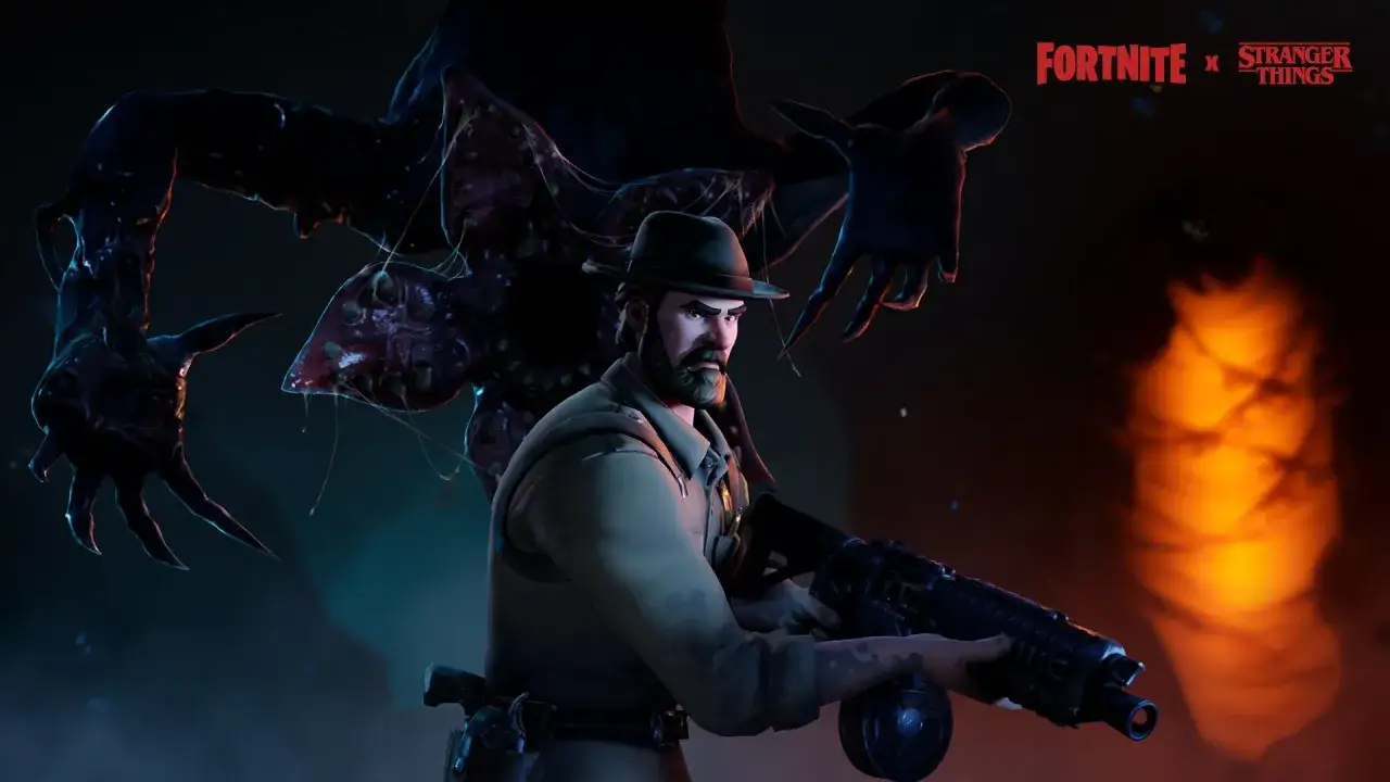 Hopper z Stranger Things walczy z Demogorgonem w Fortnite.