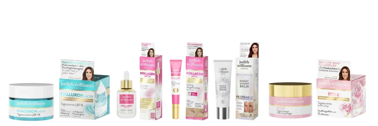 Judith Williams Kosmetik Produktlinien Flaschen nebeneinander