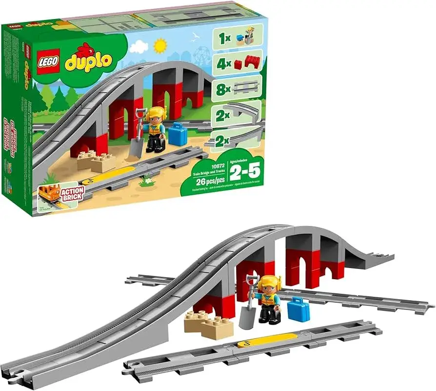 por&oacute;wnanie kolejka drewniana i lego duplo