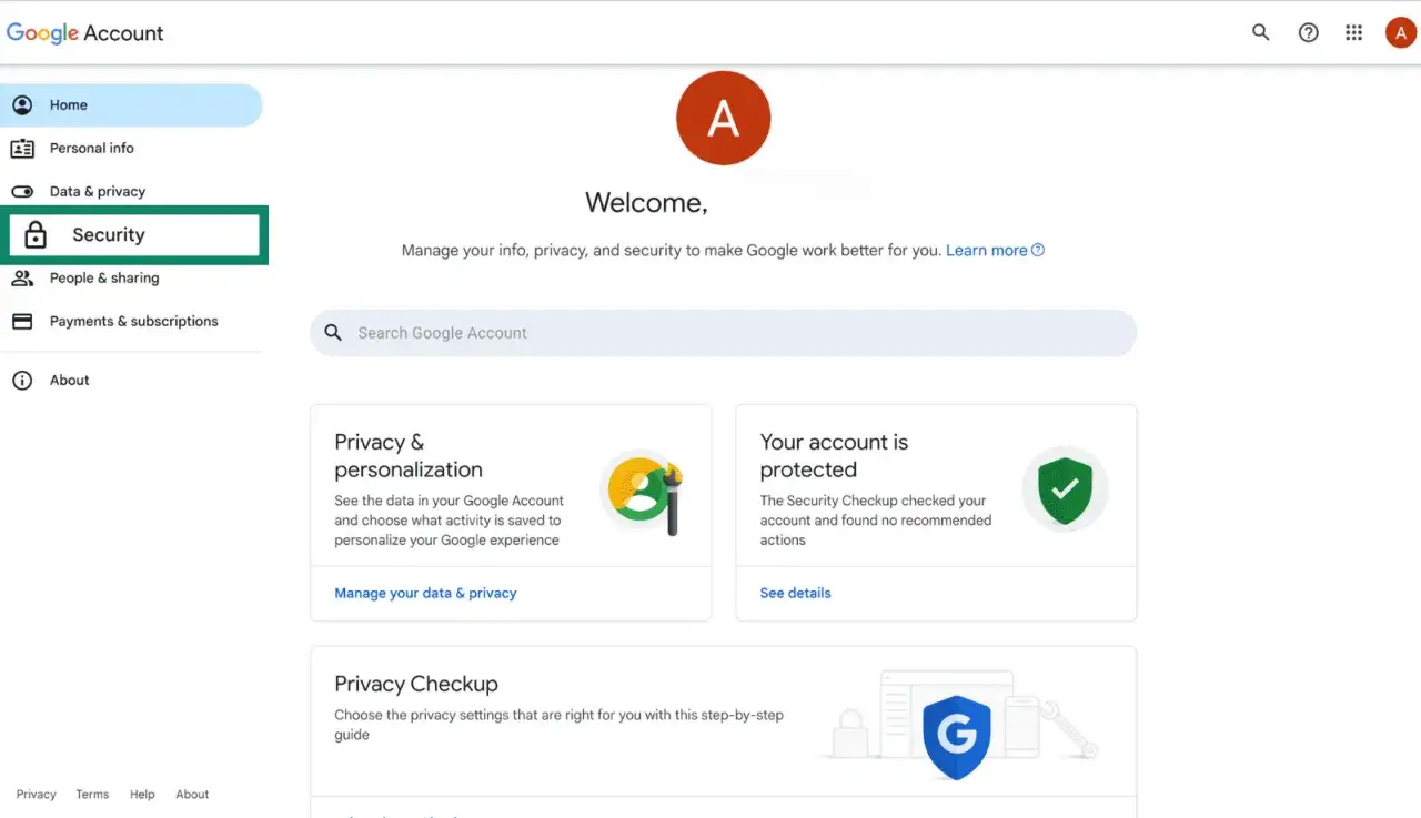 Konto Google, sekcja Bezpieczeństwo. Tutaj dowiesz się, jak zmienić hasło na Gmailu i zadbać o ochronę swoich danych.