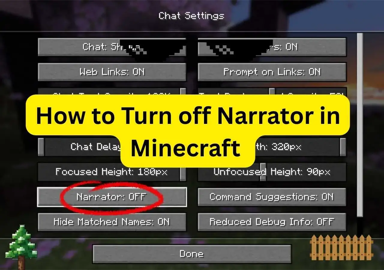 Jak wyłączyć narratora w Minecraft. Ekran ustawień czatu, gdzie opcja 