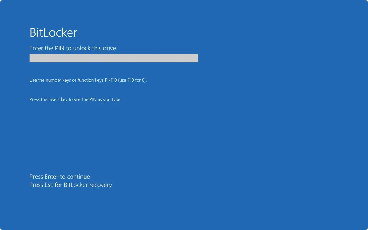 Ekran blokady BitLocker. Wpisz PIN, aby odblokować dysk. Dowiedz się, bitlocker co to jest i jak działa.