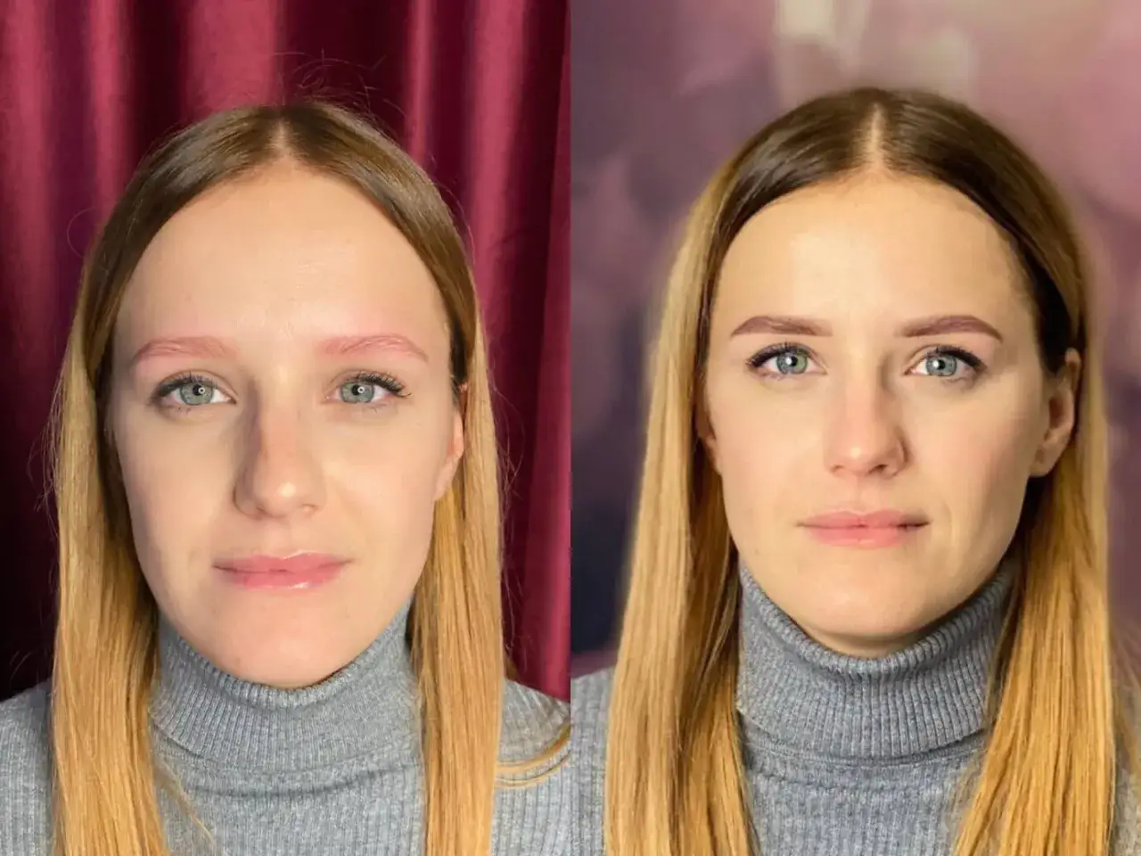 Przed i po: subtelna metamorfoza brwi dzięki hennie pudrowej. Naturalny efekt, który podkreśla piękno.