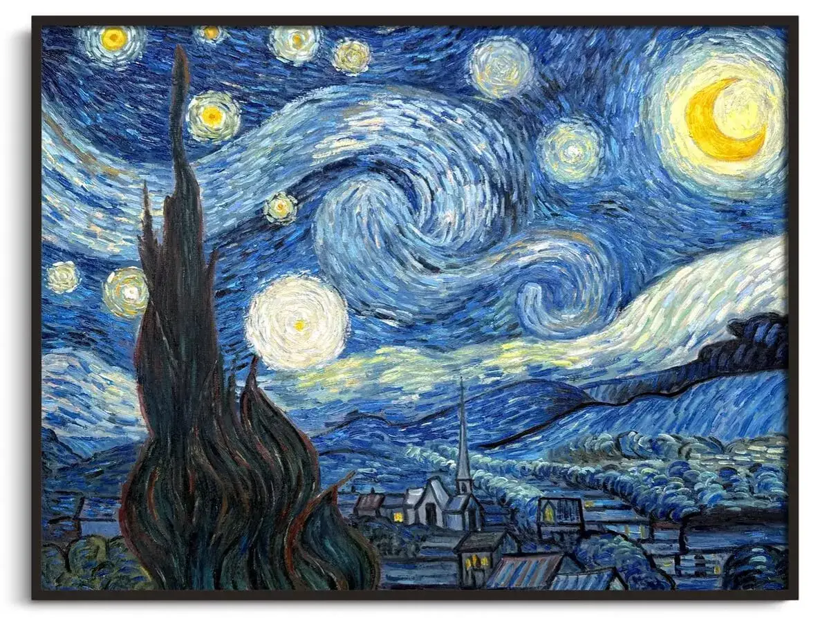 La Nuit étoilée, chef-d'œuvre de l'impressionnisme, dépeint un ciel tourbillonnant, des étoiles lumineuses et un village paisible.