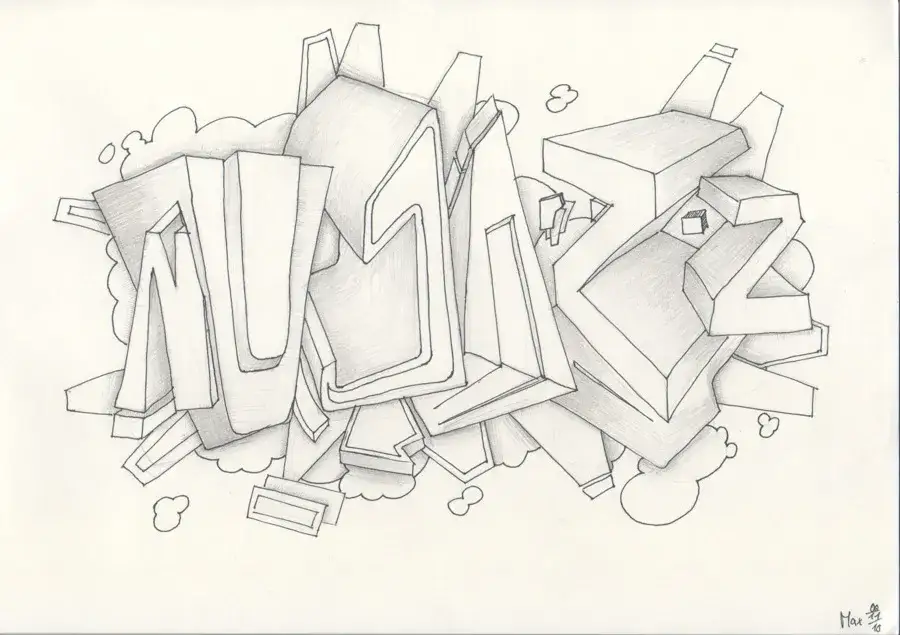 Graffiti 3D Bleistiftzeichnung