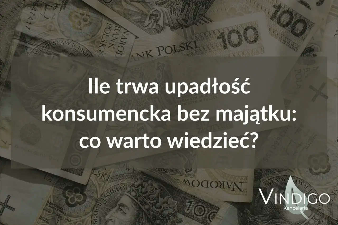 Ile trwa upadłość konsumencka bez majątku? Tło z banknotów 100 zł.