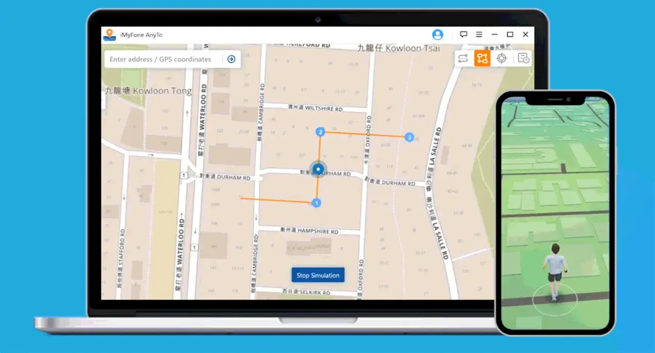Mapa z ostatnią lokalizacją iPhone'a w aplikacji Lokalizator