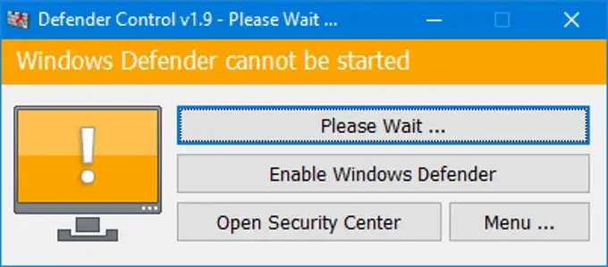 Defender Control interfejs