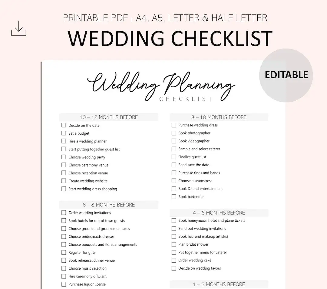 planowanie ślubu checklist