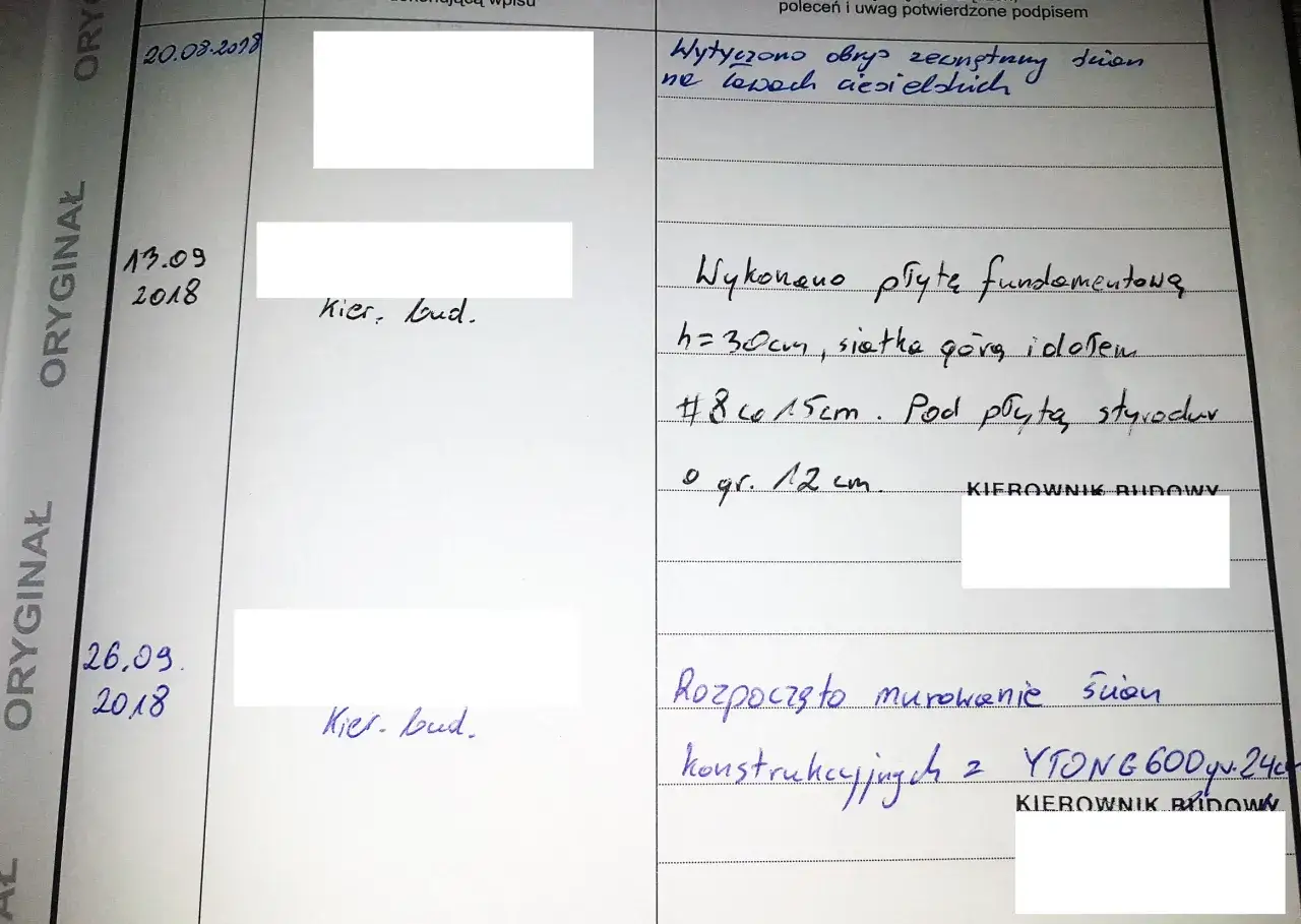 dokumenty odbi&oacute;r budynku dziennik budowy