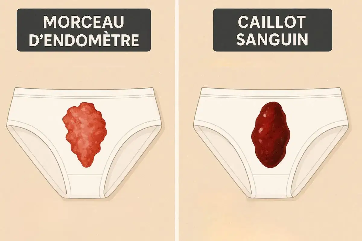 Dwa rodzaje wydzieliny podczas okresu: fragment endometrium i skrzepy.