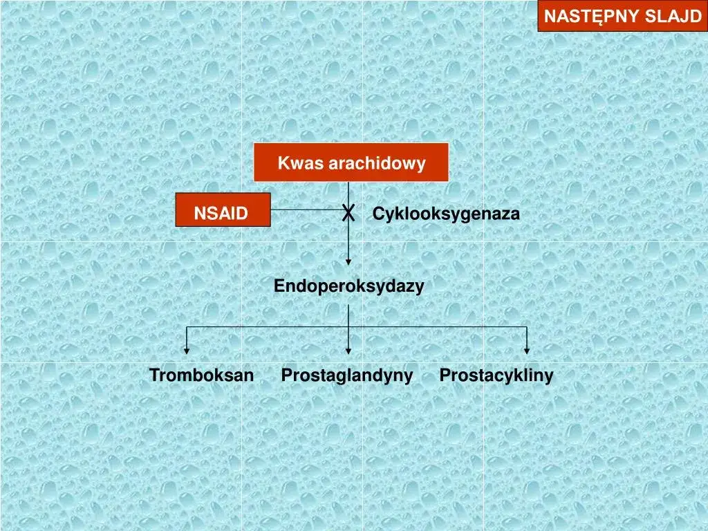 Mechanizm działania NLPZ schemat cyklooksygenazy prostaglandyny