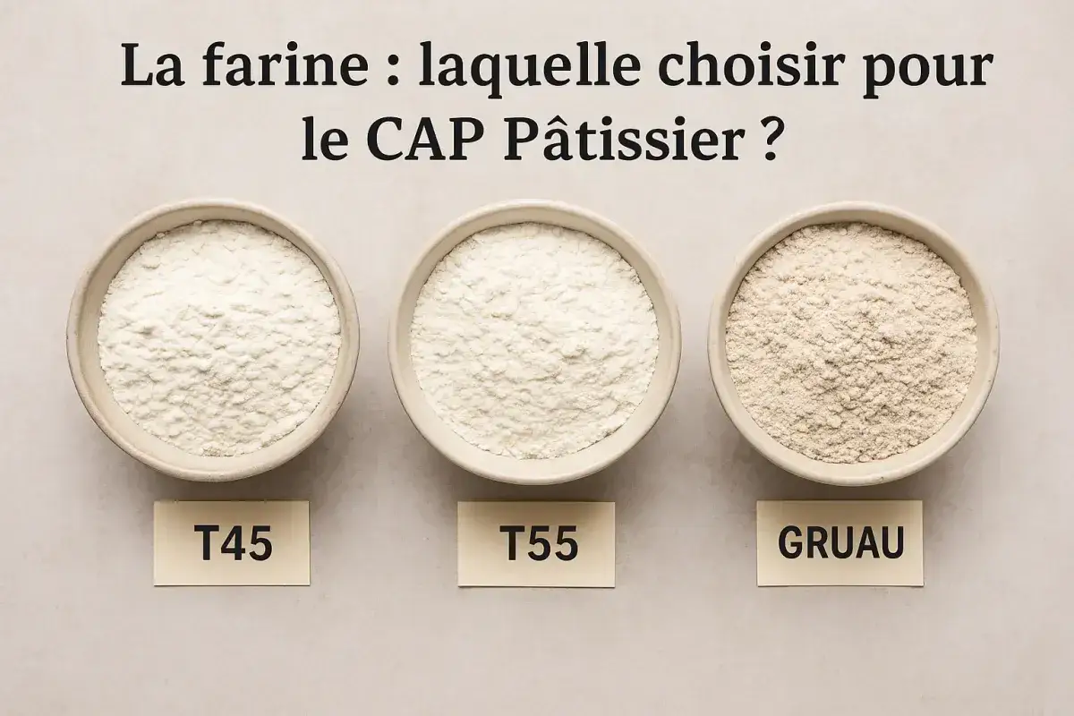 Trois bols de farine pour p&acirc;tisserie : T45, T55 et Gruau. Lequel choisir pour le CAP P&acirc;tissier ?