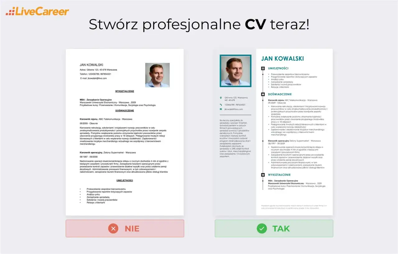 Profesjonalne CV Jana Kowalskiego, specjalisty ds. sprzedaży z 10-letnim doświadczeniem. Idealne jako wzór CV dla ucznia.