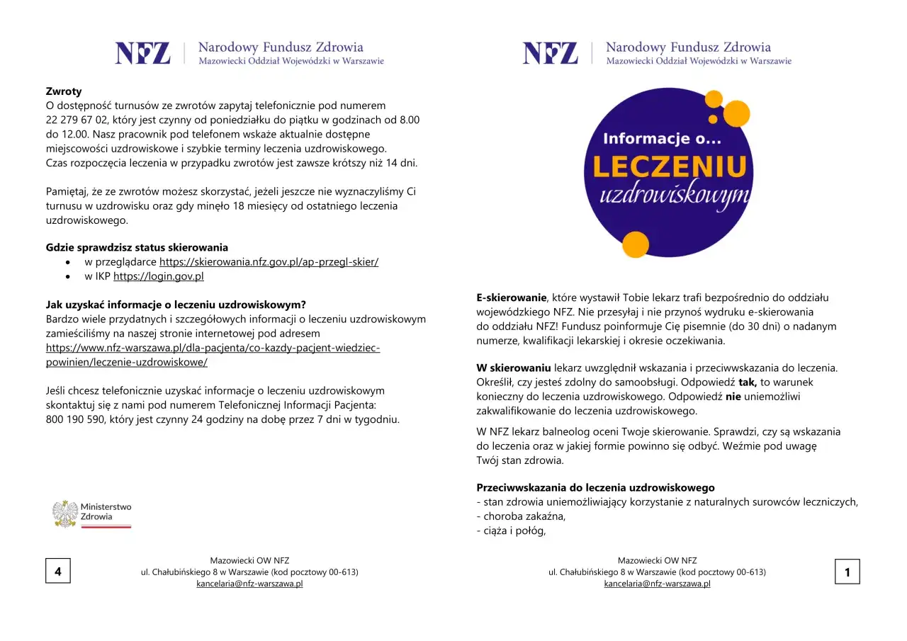 leczenie uzdrowiskowe NFZ Małopolskie