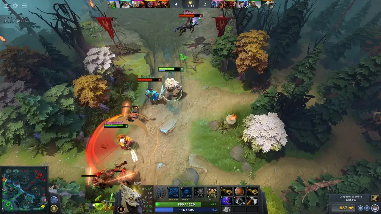 Bitwa w grze Dota 2, gdzie gracze walczą o zwycięstwo. Szukasz darmowe gry na Steam? Ta gra jest świetną opcją!